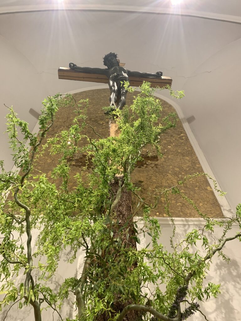 Das Kreuz - frisches Grün sprießt aus dem Boden (c) Nina Chalupsky
